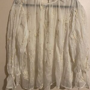 Zara Cream Sheer Blouse